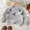 Fashionable bow print sweatshirts for children and girls, stylish striped lace casual pants, new two-piece sets for spring and autumn Specification image